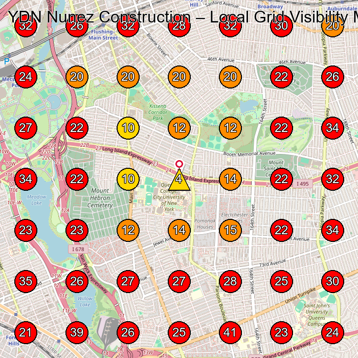 YDN Nunez Construction GeoGrid visibility map for General Contractor in Fresh Meadows